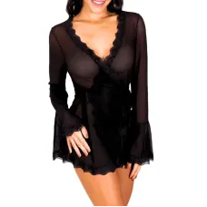 Robe Curto de Luxo Ilustre em Tule e Renda com Transparência